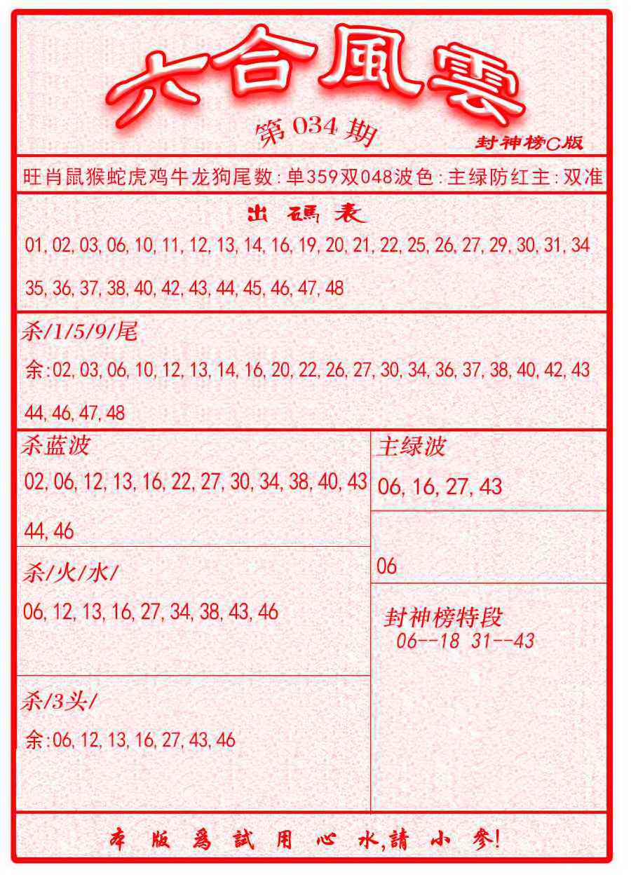 034期六合风云B面[图]